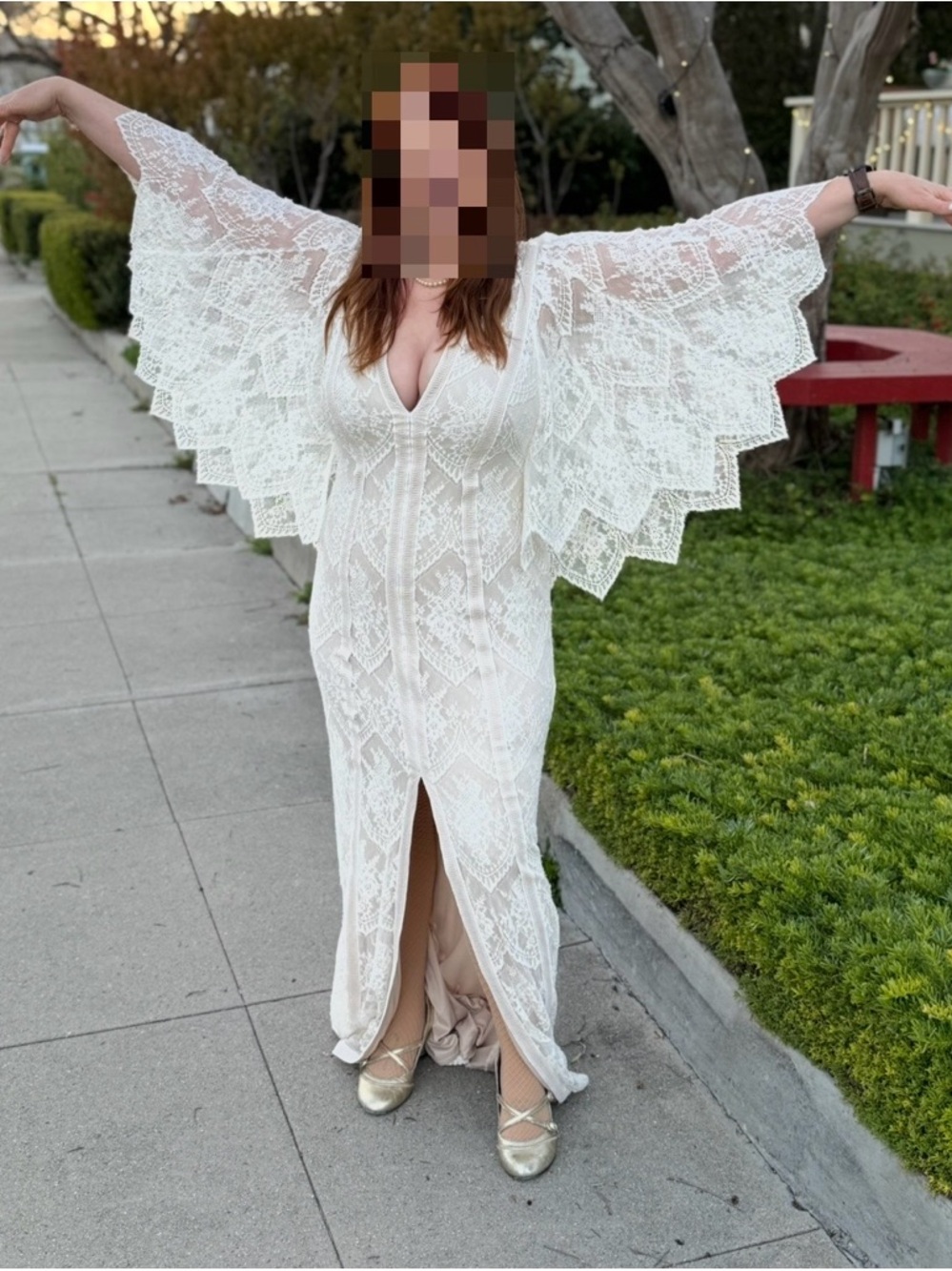 Anthropologie BHLDN x Tadashi Shoji Lorene Dress Boho Lace size 10 white/cream - Picture 11 of 13